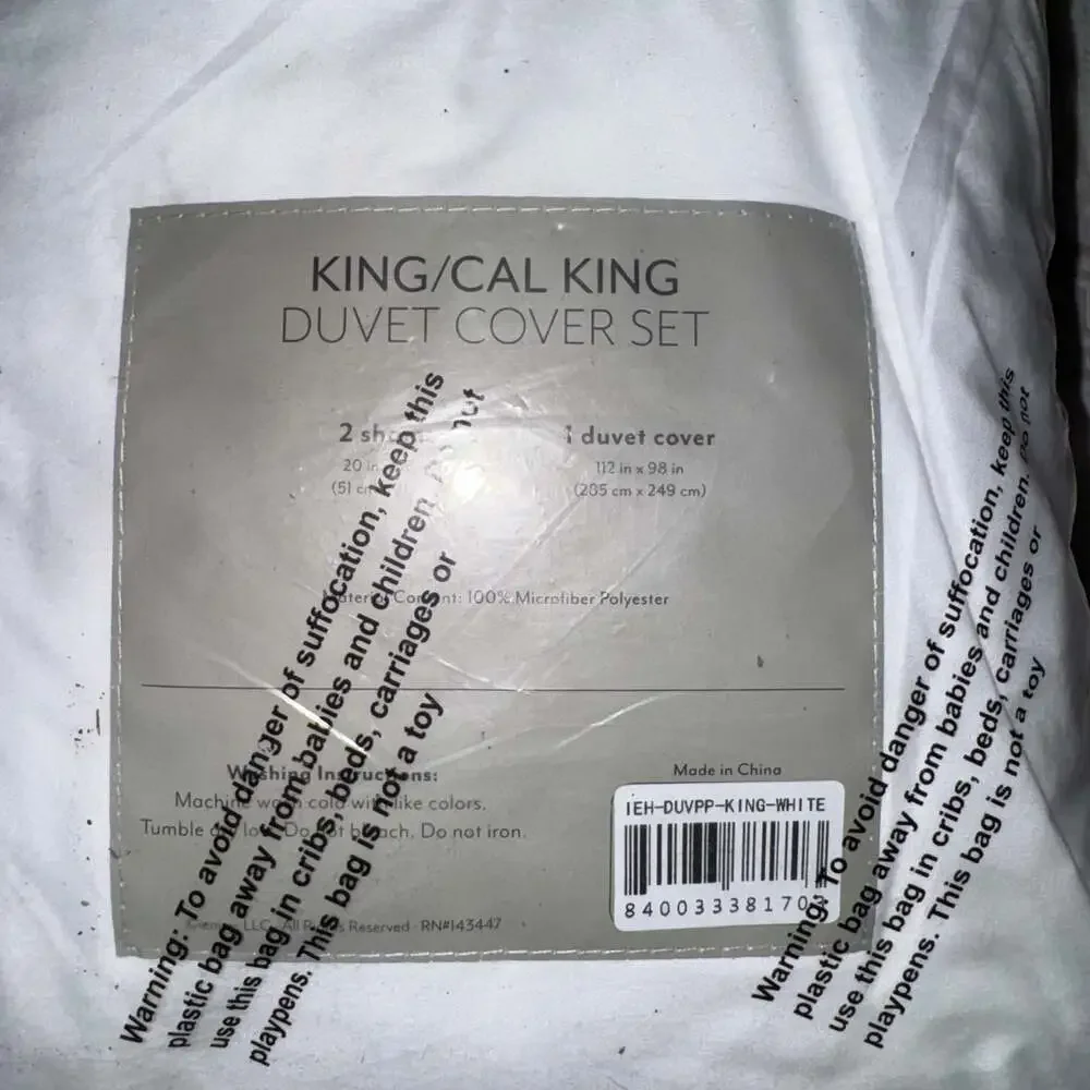 Pinch Pleat 3-Piece Duvet Cover Set, White, King/Cal King